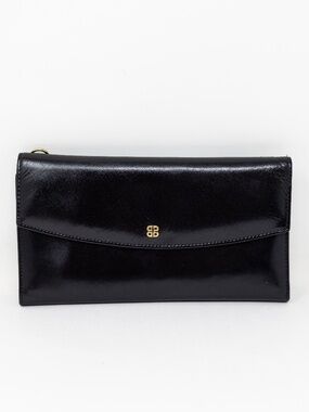 Bosca Genuine Smooth Leather USA Made Slim Trim Fold Snap Wallet Black